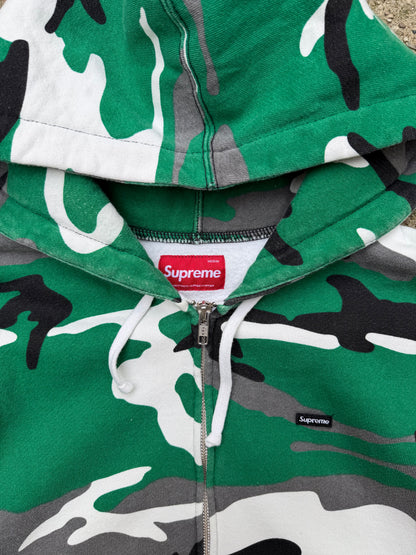 Supreme Small Box Logo Zip Up Hoodie Camo Green