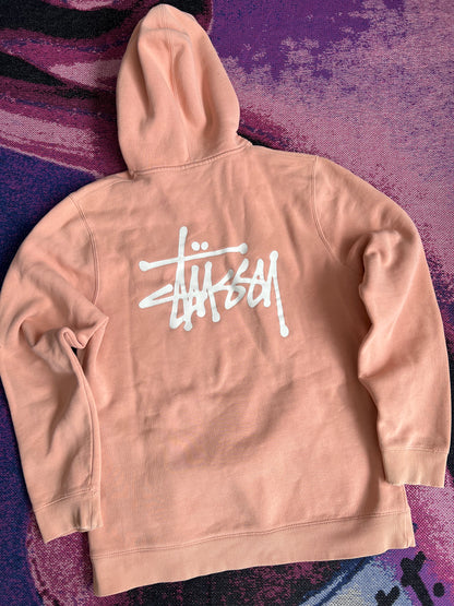 Stussy Back Logo Print Hoodie Peach