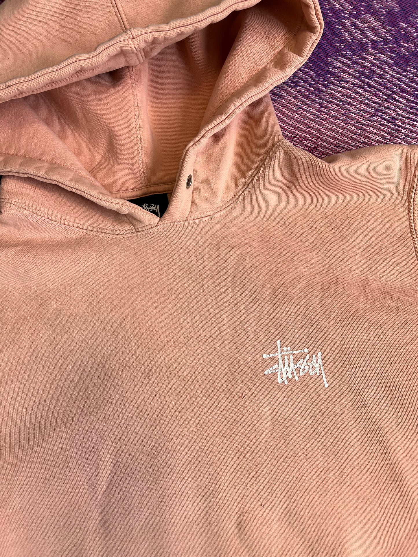 Stussy Back Logo Print Hoodie Peach