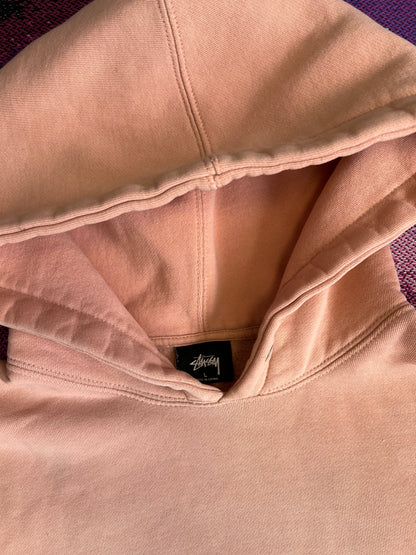 Stussy Back Logo Print Hoodie Peach