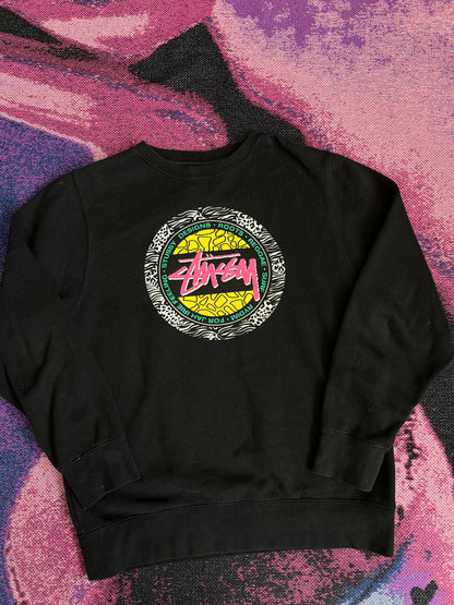 Stussy Rasta Print Crewneck Black S