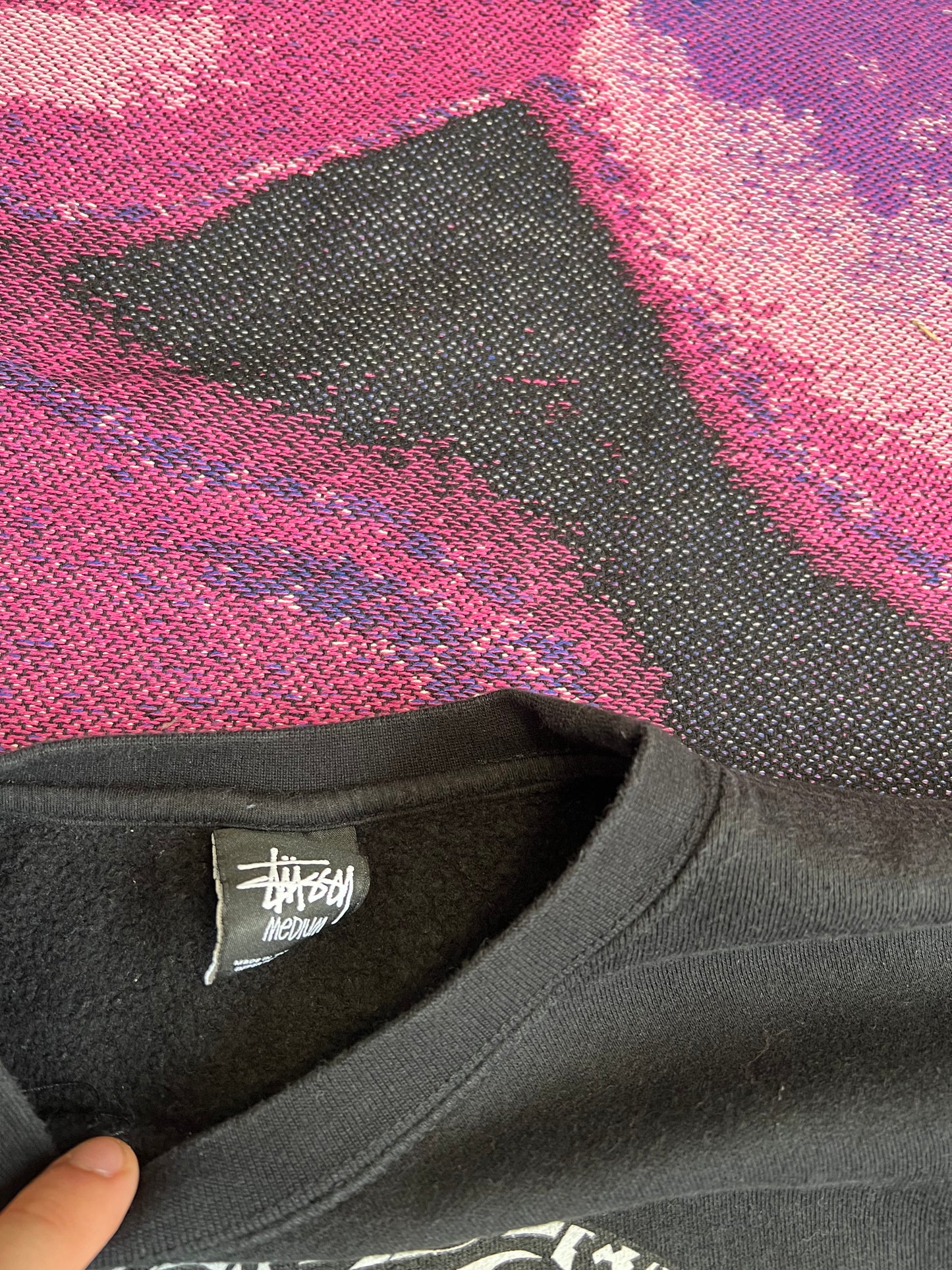 Stussy Rasta Print Crewneck Black M