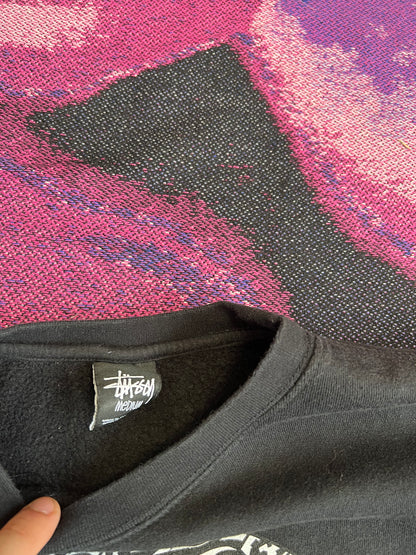 Stussy Rasta Print Crewneck Black M