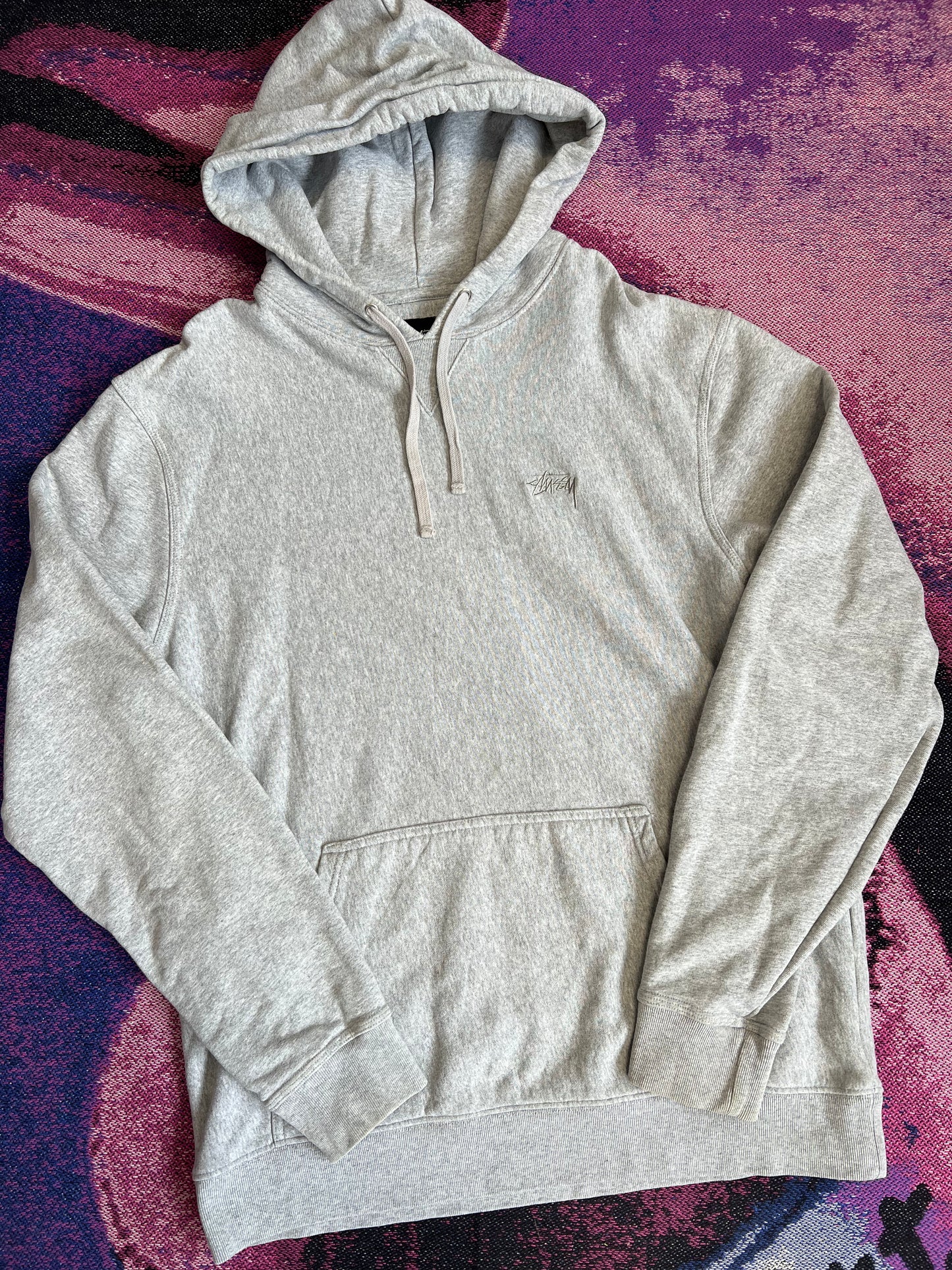 Stussy Small Stock Logo Hoodie Grey