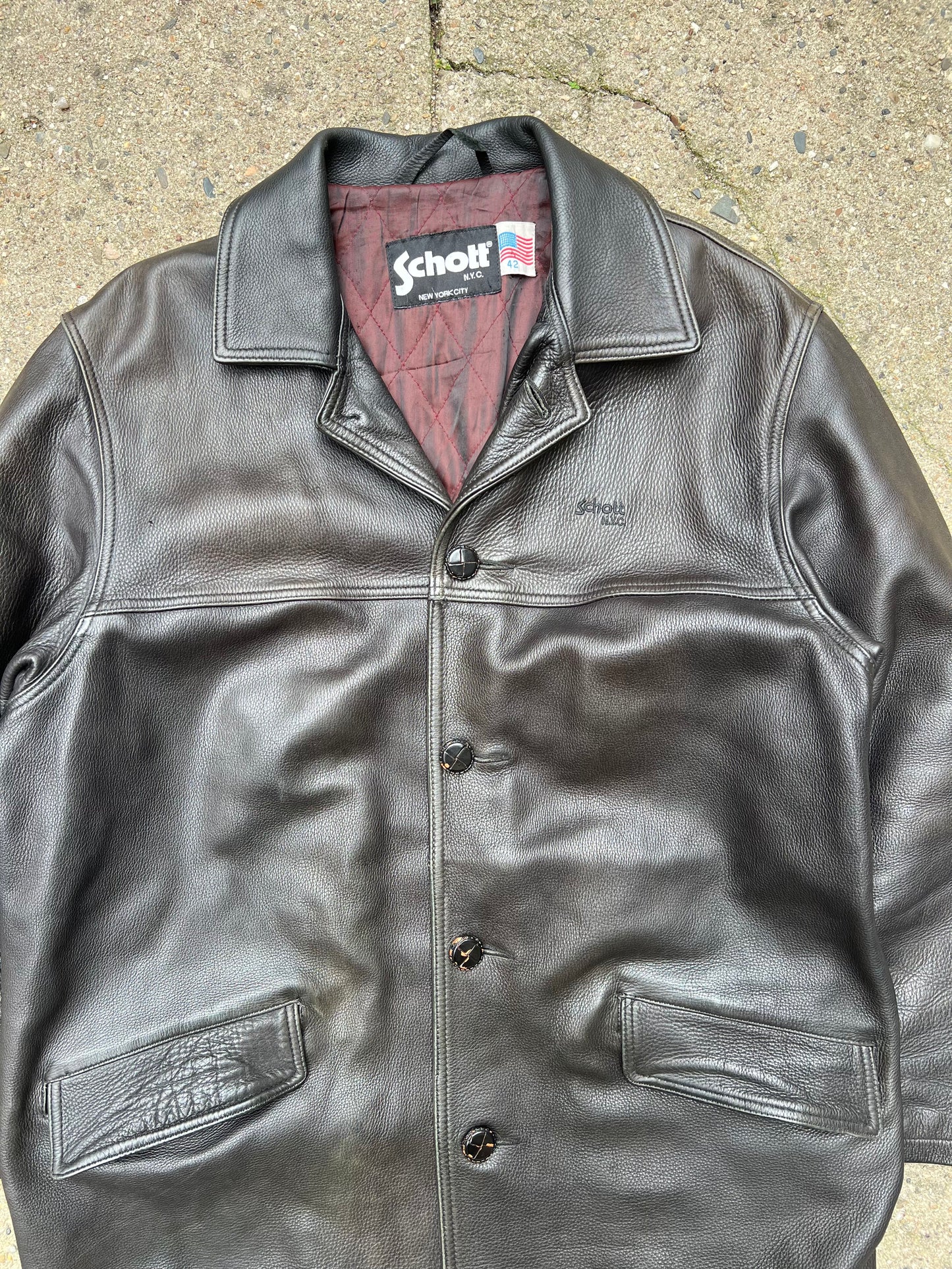 Schott NYC Leather Coat