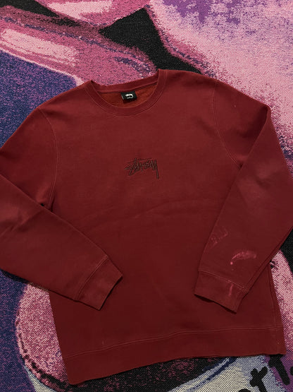 Stussy Tag Logo Crewneck Red