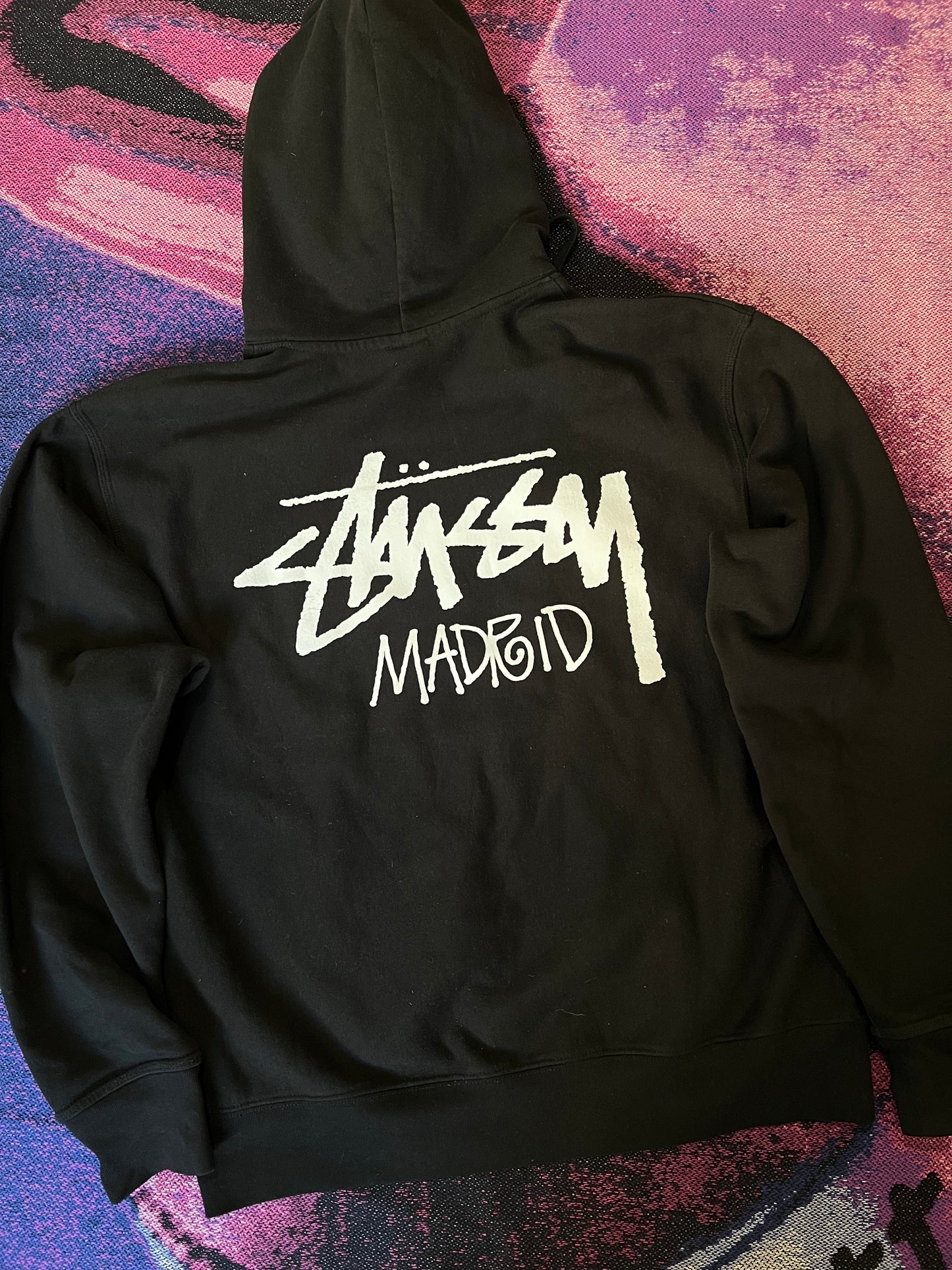Stussy Tag Logo Madrid Hoodie Black