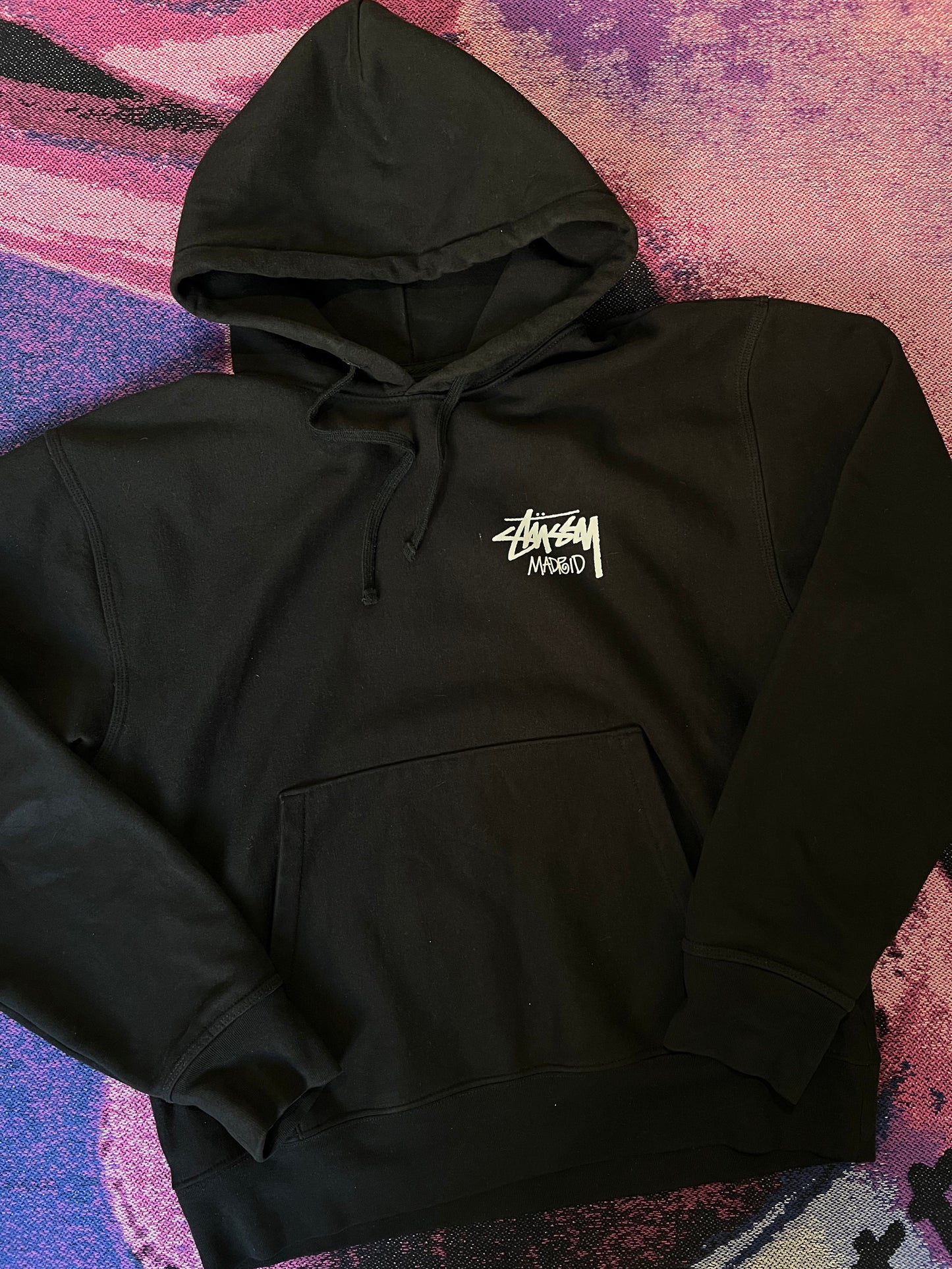 Stussy Tag Logo Madrid Hoodie Black