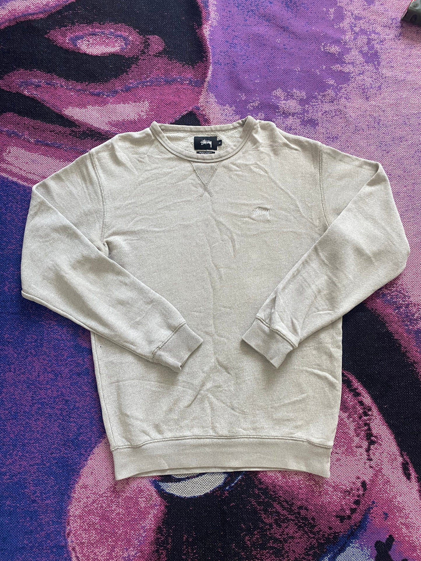 Stussy Small Tag Logo Chest Sweater Grey Heather