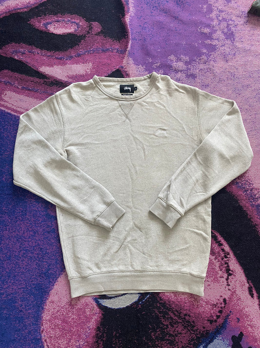 Stussy Small Tag Logo Chest Sweater Grey Heather