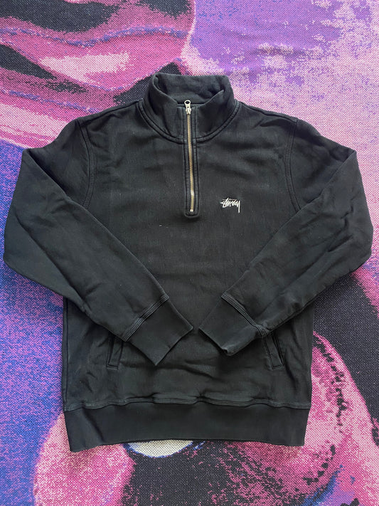 Stussy 1/4 Zip Up Sweatshirt Black