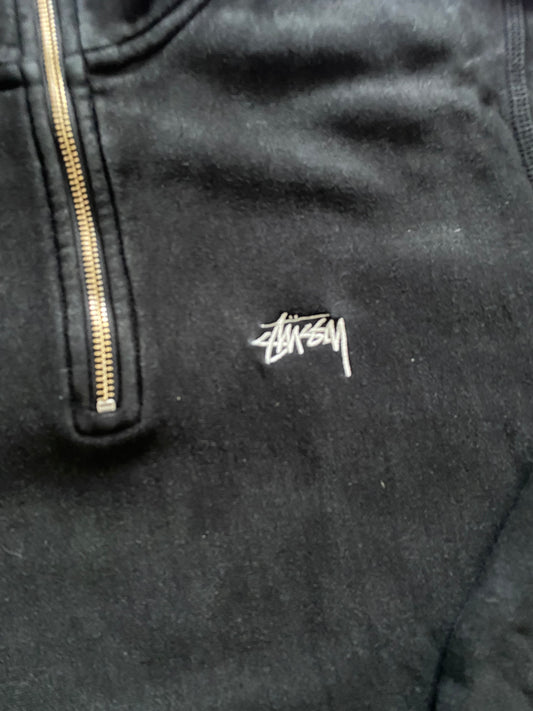 Stussy 1/4 Zip Up Sweatshirt Black