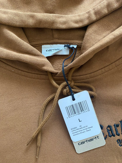 Carhartt WIP Hooded Onyx Script Sweat Hamilton Brown