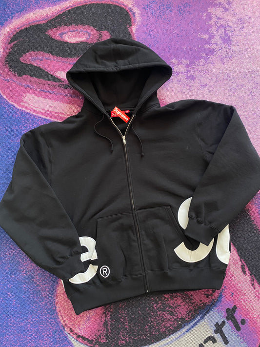 Supreme Big Logo Zip Up Hoodie Black