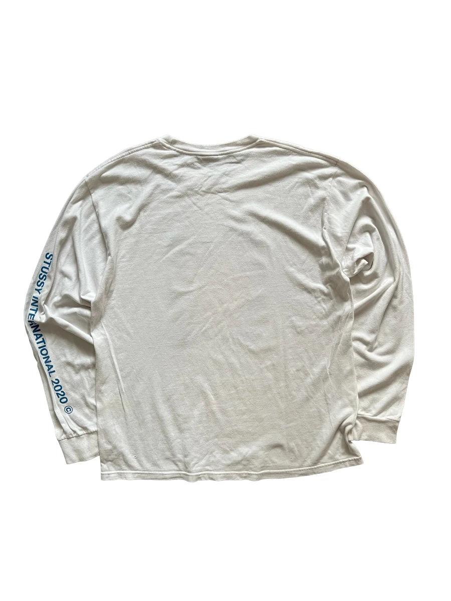 Stussy Chest Print Longsleeve White - Wyat’s Boutique