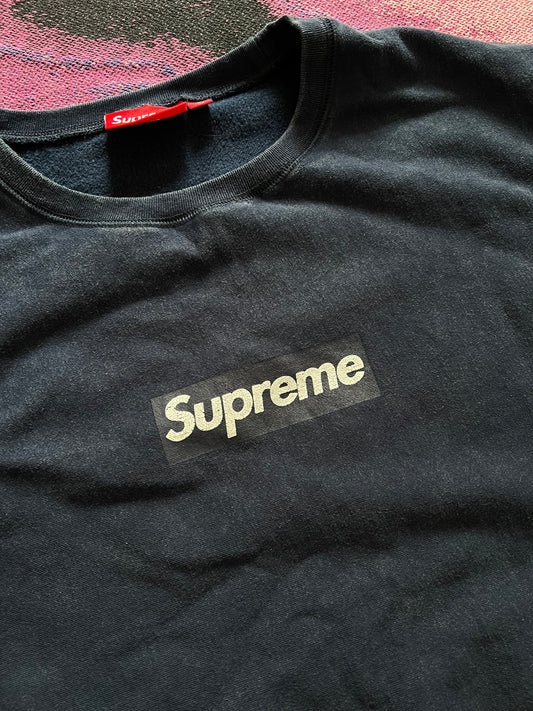 Supreme Washed Box Logo Crewneck Navy