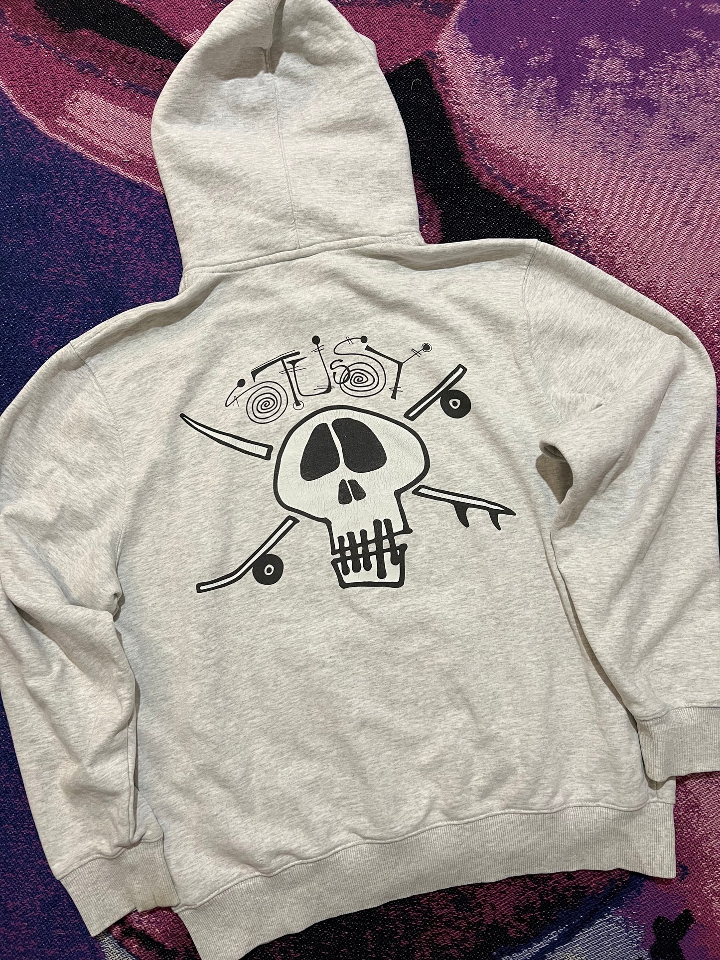 Stussy Surf Skate Skull Hoodie Heather Gray