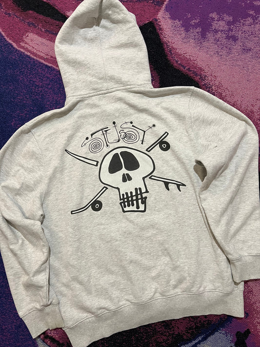 Stussy Surf Skate Skull Hoodie Heather Gray