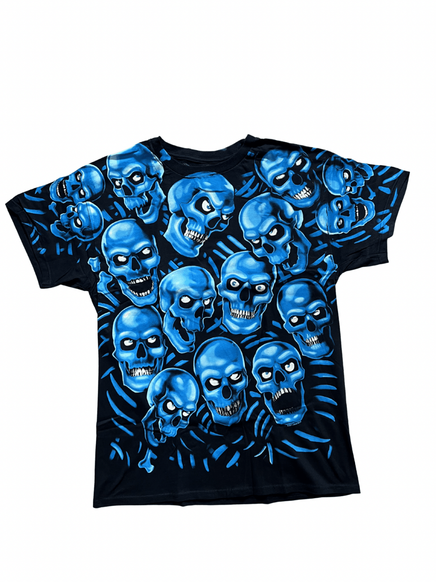 Liquid Blue Skull Pile T-Shirt - Wyat’s Boutique