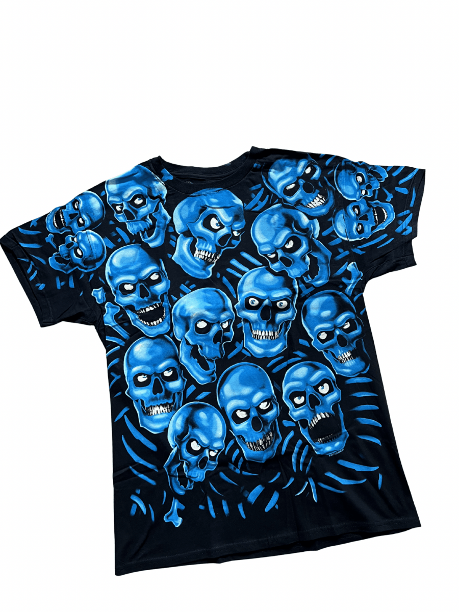 Liquid Blue Skull Pile T-Shirt - Wyat’s Boutique